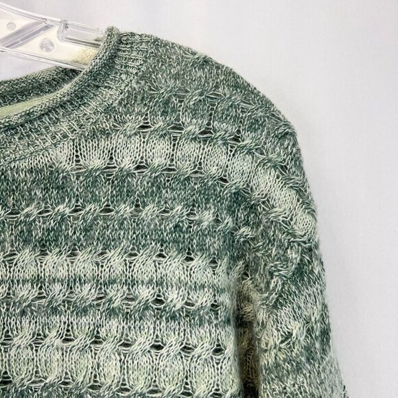 Sparrow Womens Pullover Sweater Green Marled Long Sleeve Scoop Neck Slit XS - Picture 4 of 10